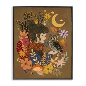 Stupell Industries Autumn Owl & Girl Framed Giclee Art - 1 of 4