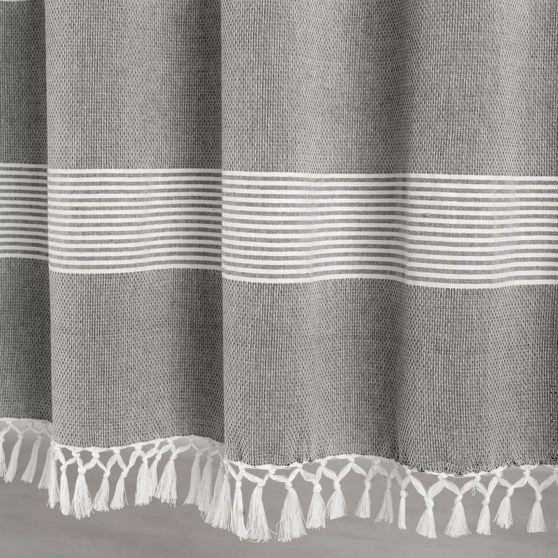 Tucker Stripe Yarn Dyed Cotton Knotted Tassel Shower Curtain - Lush Décor, 5 of 10