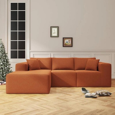 SYFERLORY 108" Cloud Sectional Couch with L-Shape Chaise,4 Seat Modern Modular Sofa with Deep Seat, No Assembly Required (Orange)