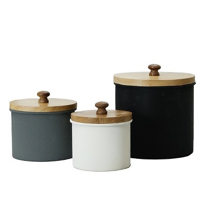 VIP Metal 6.25 in. Multicolor Round Canisters with Lid Set of 3
