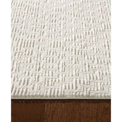 Ivory High-Low Textured Synthetic Runner Rug 1'9" x 7'2"