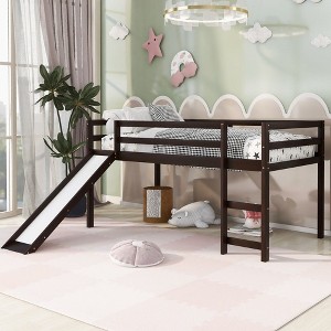 NicBex Twin Size Loft Bed with Ladder and Slide,Loft Bed Frame with Guardrails,Bed Frame for Kids,Box Spring Not Required - 1 of 4