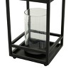 Olivia & May 18.5" x 8" Round Glass/Metal Candle Holder Black: Traditional Style, Matte Finish, Tabletop Lantern - image 3 of 4