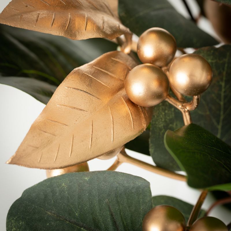 6'L Sullivans Gold Berry Leaf Garland, Green Christmas Garland, 2 of 4