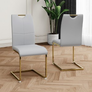 ALEXOUN Modern Dining Chairs Set of 2, PU Faux Leather High Back Upholstered Chairs, with Gold Metal Legs,for Kitchen,Living,Bedroom,Dining Room - 1 of 4