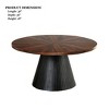 Sapphtopaz 36" Modern Coffee Table with Groove Drum Base Round Living Room Table with High Gloss Parquet Pattern Top Coffee Bar for Living Room - 2 of 4