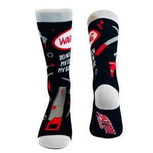 Crazy Dog T-Shirts Do Not Touch My Tools Or My Daughter Funny Novelty Socks Gag Gift for Dad Crazy (Black) - Mens (7-12) - 1 of 4