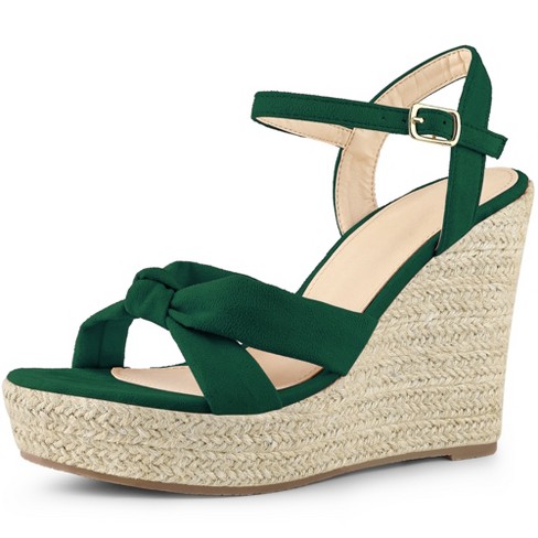 Allegra K Women's Lace Up Espadrilles Wedges Sandals Green 7.5