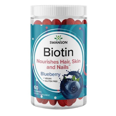 Swanson Biotin Gummies - Blueberry 2,500 mcg 60 Gummies.