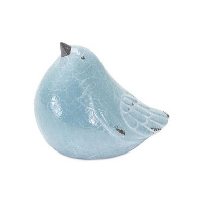 Set of 4 Blue Ceramic Spring Bird Figurines