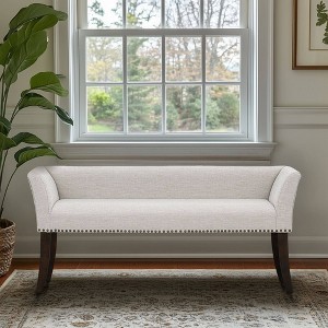 NicBex 49.5" End of Bed Bench with Low Back,Upholstered Ottoman Bench with Flared Arms,Plush Foot Stool with Nailhead Trim,Storage Bench for Bedroom - 1 of 4