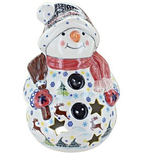 Blue Rose Polish Pottery 641 Vena Snowman with Broomstick - 1 of 1