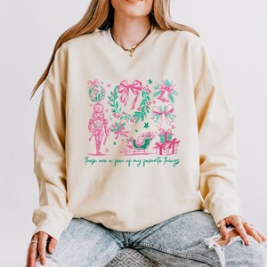 These Are A Few Of My Favorite Things Coquette - Women's Lightweight Garment Dyed Sweatshirt - 1 of 3