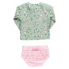 RuffleButts Baby/Toddler Girls UPF50+ Long Sleeve Zipper Rash Guard 2-Piece - 2 of 3