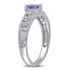 EVERLY JEWELRY | Sterling Silver 3/8 CT TGW Tanzanite and Diamond Accent Vintage Heart Ring - 2 of 4