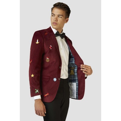 OppoSuits Deluxe Men's Christmas - X- Mas Icons - Deep Burgundy Blazer - Christmas - Xmas Parties - Stylish Jacket - Red - Size 48 — фото 4