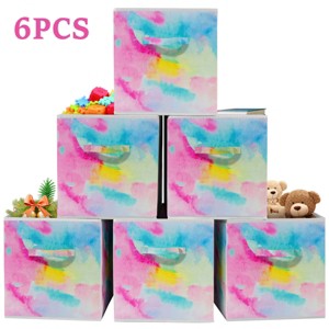 SEVOBAL 6pc Fabric Storage Cubes Organizer Heavy Duty Cube Storage Bin Clothes Storage Box Closet Baskets in Shelves Home, Multicolored, - 1 of 4