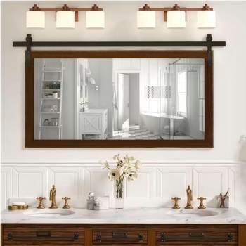 HOMLUX Rectangular Bathroom Vanity Wall Mirror Wooden Framed Rustic Barn Door Entryway Mirror
