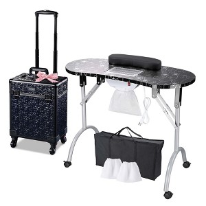 Byootique Manicure Table Nail Desk & Rolling Makeup Train Case Kit - 1 of 4