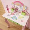 INFURNIC Vanity Tables Kids Flower Vanity Set with Stool for Playrooms and Creative Spaces, Green, 23.23"*11.81"*35" - 3 of 4