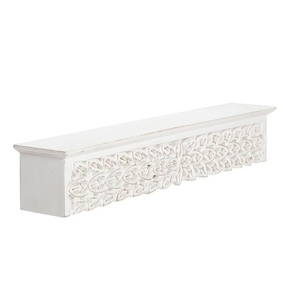 Gaudin 30" White Hand Carved Floating Shelf