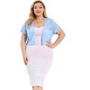 Agnes Orinda Women's Plus Size Short Sleeve Open Front Crochet Lace Allover Cropped Cardigan - 4 of 4