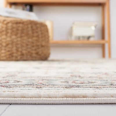 Cream and Beige Synthetic Traditional Runner Rug