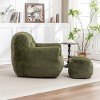 Faux Fur Bean Bag Chair with Backrest and Footstool, Stuffed Floor Sofa with Shredded Foam Filling, Comfy Seating for Adults and Kids-Baofuwish - 2 of 4