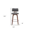 HomeRoots 26" Gray And Wood Brown Faux Leather Swivel Low Back Counter Height Bar Chair - 3 of 4