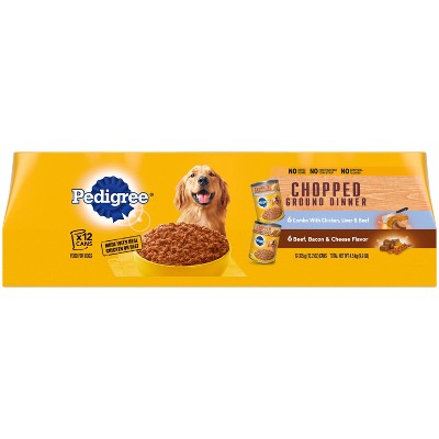 Pedigree Chopped Ground Dinner Wet Dog Food Combo with Chicken &#38; Beef, Bacon &#38; Cheese - 13.2oz/12ct Variety Pack