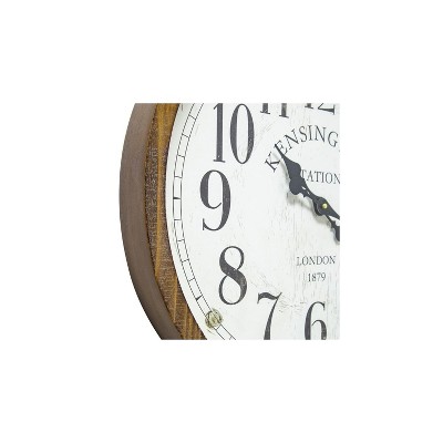 Kensington Station Off-White Engineered Wood Wall Clock with Rooster Design
