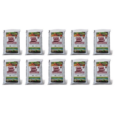 Brut Organic Pure Effective Nutrient Rich Garden Enhancer Cow Compost for Increased Plant Health and Biodiversity, 1 Cubic Foot Bag