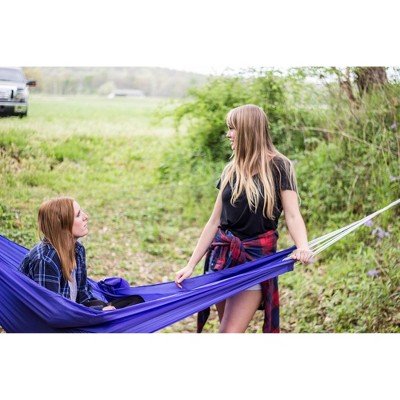 Royal Blue Nylon Packable Hammock with Multi-Strand Suspension