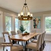 BAOURE Rustic Farmhouse Wagon Wheel Chandelier with Seeded Glass Shade, 6 Light Round Wood Pendant Light for Dining Room Living Room Foyer, Brown 21in - 4 of 4