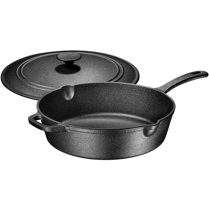 Bruntmor 5 Qt Black Enamel Cast Iron Sauté Pan With Lid- Black, 3 of 6