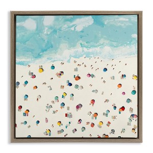 Stupell Industries Abstract People on Beach Floating Frame Canvas Art, Brown, 25" x 25" - 1 of 4