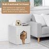 LunaLulinlk white 20-inch pet house with hidden litter box fence and medium-density fiberboard side table - 2 of 4