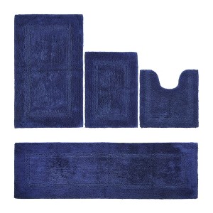 Lux Premium 100% Cotton Tufted Solid Reversible 4 Piece Bath Rug Set – Ultra-Soft, Water-Absorbent, Durable, Machine Washable Bathroom Rug - 1 of 4