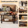 Round Coffee Table Living Room 34.25in Rustic Circle Center Table with Storage Shelf 2-Tier Modern Wood Coffee Table, Easy Assembly(Brown) - 4 of 4