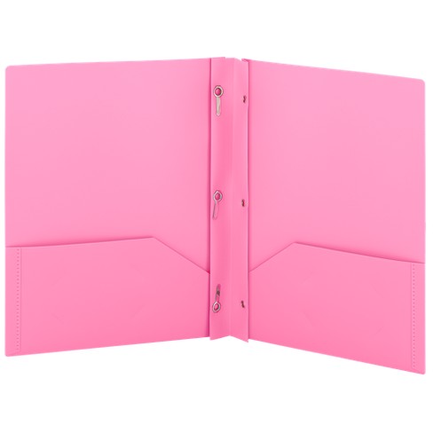 Enday Plastic 2-pockets Poly Portfolio W/ 3 Prongs, Pink : Target