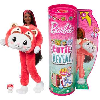 Barbie Cutie Reveal Kitten as Red Panda Costume-Themed Series Doll & Accessories with 10 Surprises