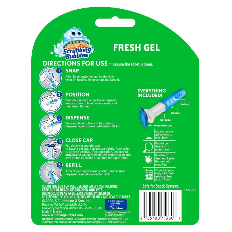 Scrubbing Bubbles Citrus Scent Fresh Gel Toilet Cleaning Stamp - 1.34oz/6ct, 4 of 12