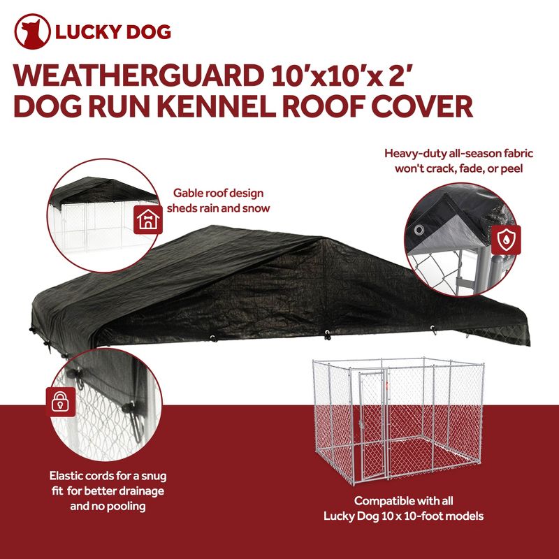 Lucky Dog 10' x 10' Chain Link Dog Kennel (2 Pack) & Waterproof Roof Cover, 4 of 7