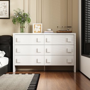 FUFU&GAGA Large White 6 Tier Dresser Modern Design Chest of Drawers - 1 of 4
