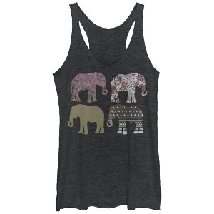 Women's Lost Gods Elephant Pattern Parade Racerback Tank Top - 1 of 3