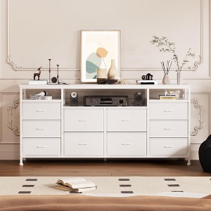 EcoSummer LED TV Stand for 75" TVs, Modern White Entertainment Center with Power Outlet & 10 Deep Drawers, TV Console Cabinet for Living Room, Bedroom - 1 of 4