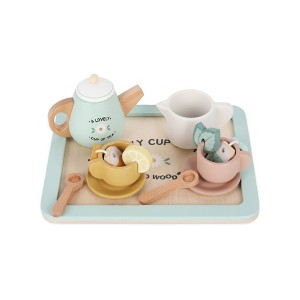 SARO Wooden Tea Set “Tea Time” – FSC® Certified Pretend Play Toy with Teapot, Cups, Macarons, and Tray, 14-Piece Eco-Friendly - 1 of 2