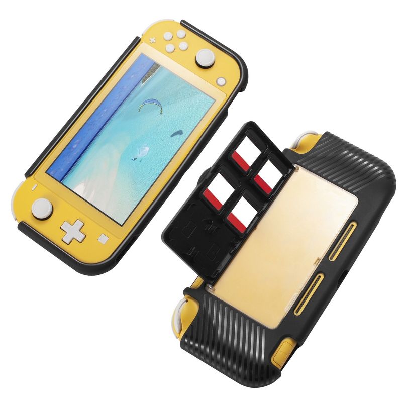 Insten Protective Case with 6 Game Slots Holder for Nintendo Switch Lite - Shockproof Hard Cover Accessories, Black, 1 of 8