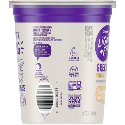 Light + Fit Nonfat Gluten-free Vanilla Greek Yogurt - 32oz Tub : Target