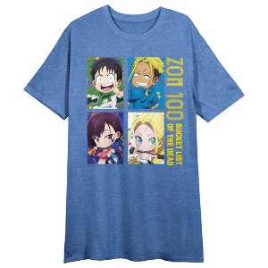 ZOM 100: Bucket List of the Dead Characters Women's Royal Blue Short Sleeve Sleep Shirt - 1 of 3